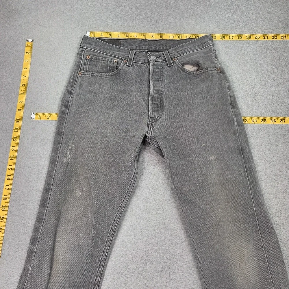 Vintage Levis 501 Jeans Mens Gray Button Fly Made USA Stains Fits‎ 29x31